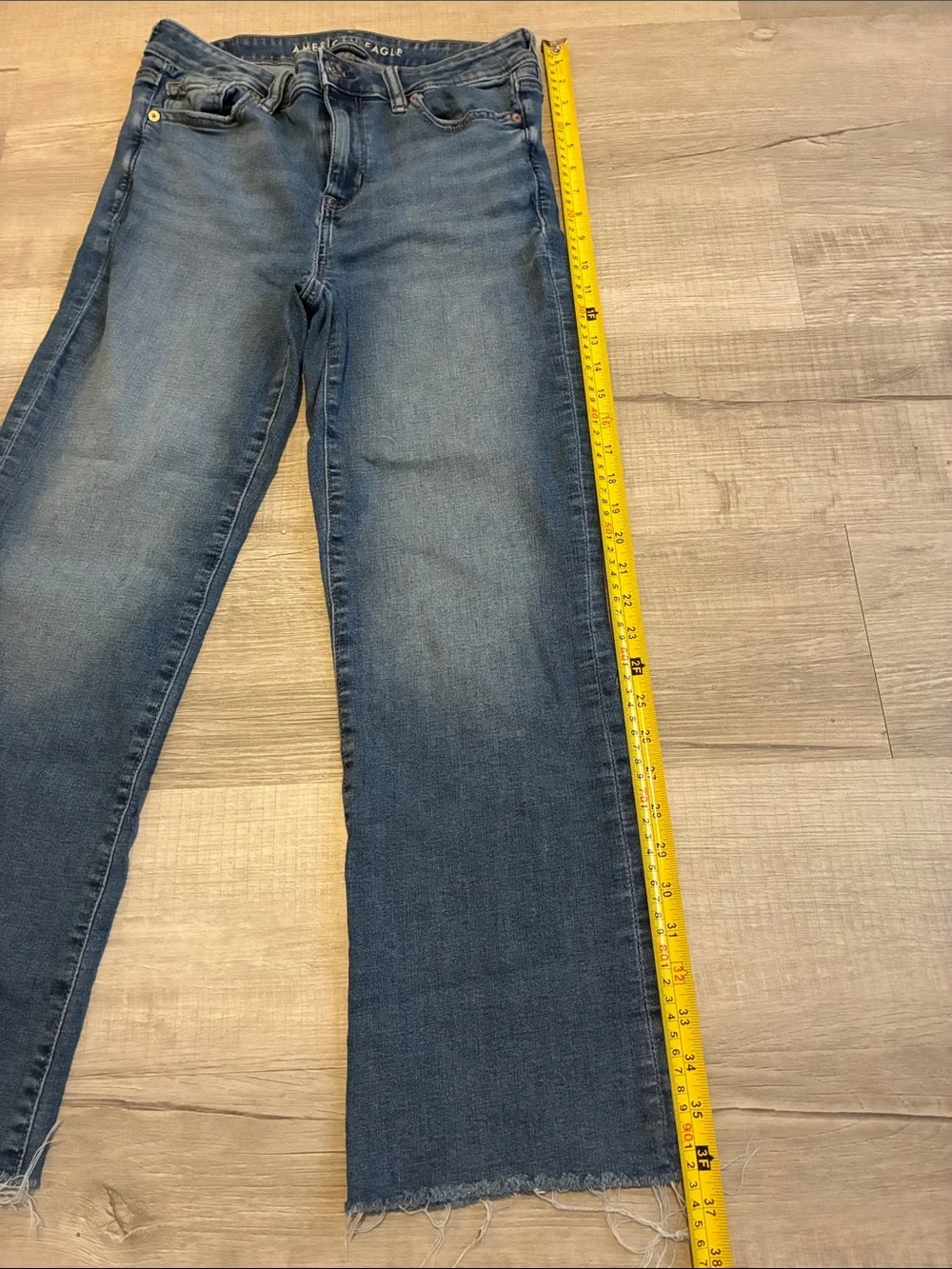 American Eagle Outfitters Dark Blue High-Rise Flare Cropped Jeans